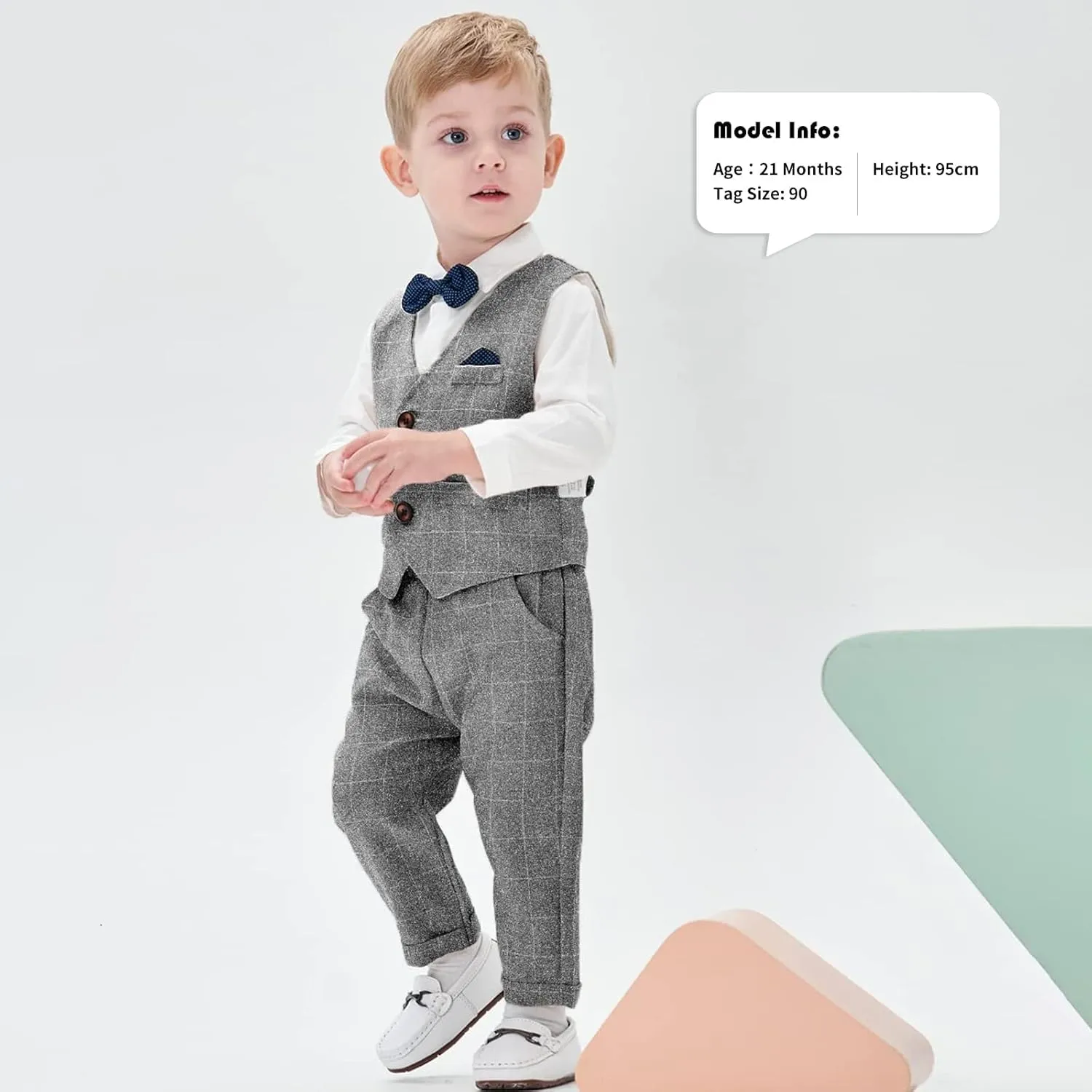 Volunboy Baby Boy Suit Toddler Formal Outfit Kids 3 Piece Vest Gentleman Clothes Long Sleeve Shirt and Pants Set