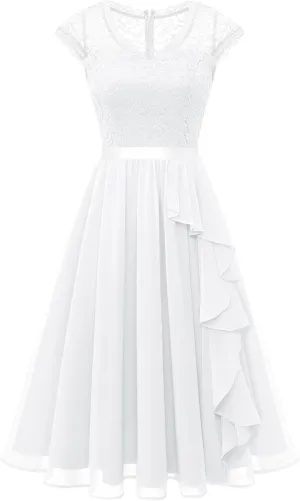 Wedtrend Women's Bridesmaid Dress 2024 Short Prom Dress Ruffle Wedding Guest Cocktail Dress Floral Homecoming Dress