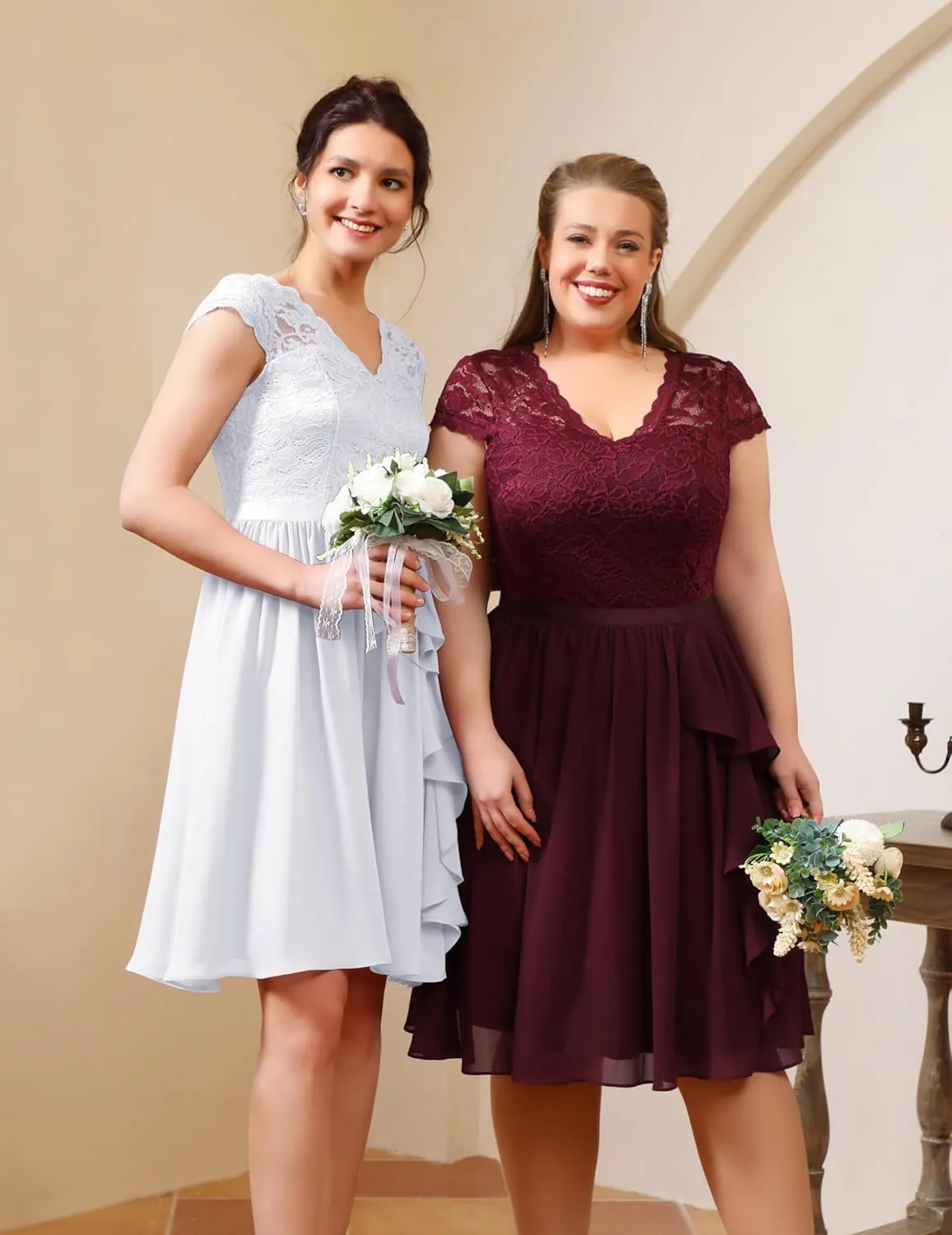 Wedtrend Women's Bridesmaid Dress 2024 Short Prom Dress Ruffle Wedding Guest Cocktail Dress Floral Homecoming Dress