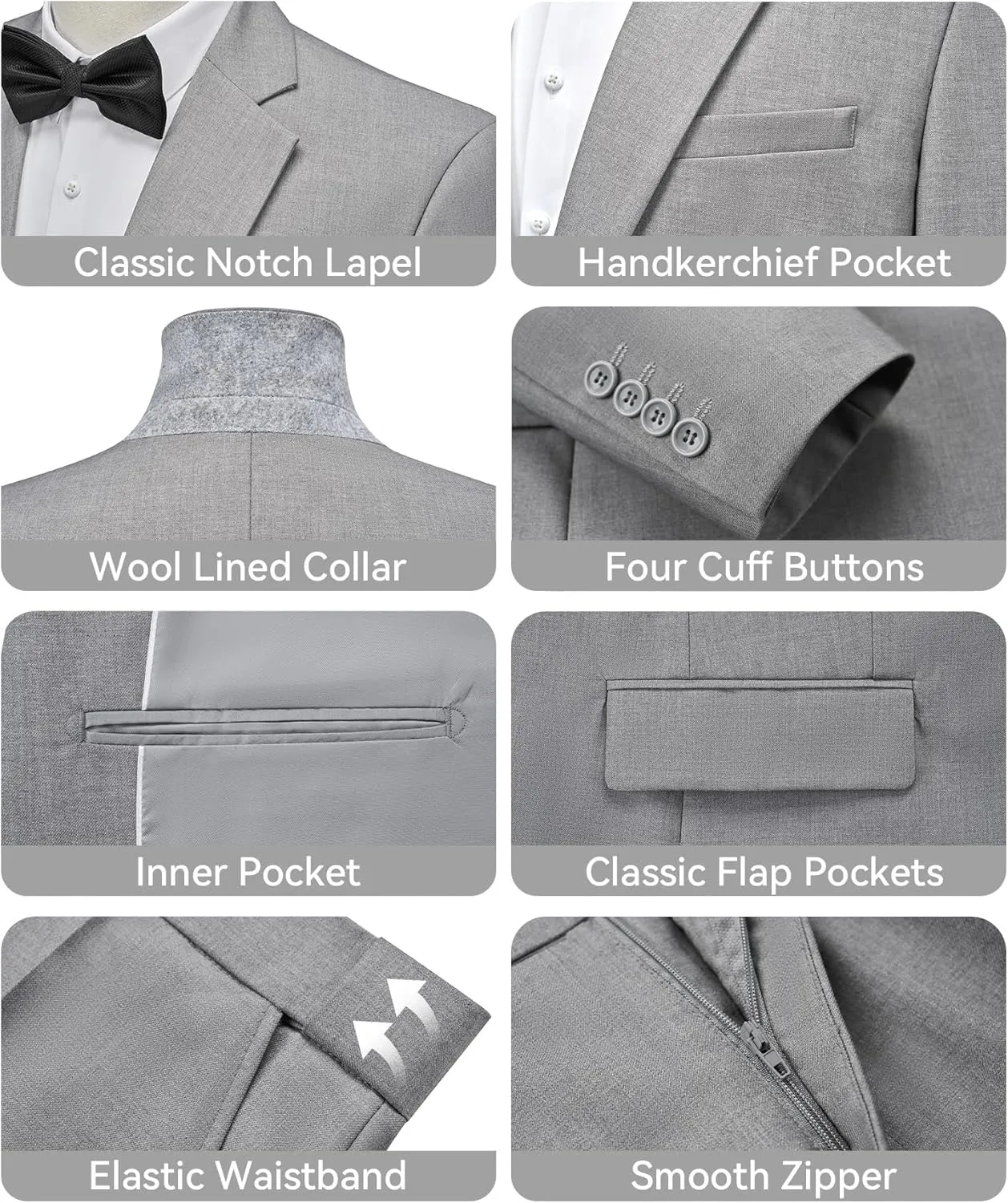 WEEN CHARM Men's Suits Slim Fit 2 Piece Two Button Blazer Wedding Prom Tuxedo Single Breasted Jacket Pants Set