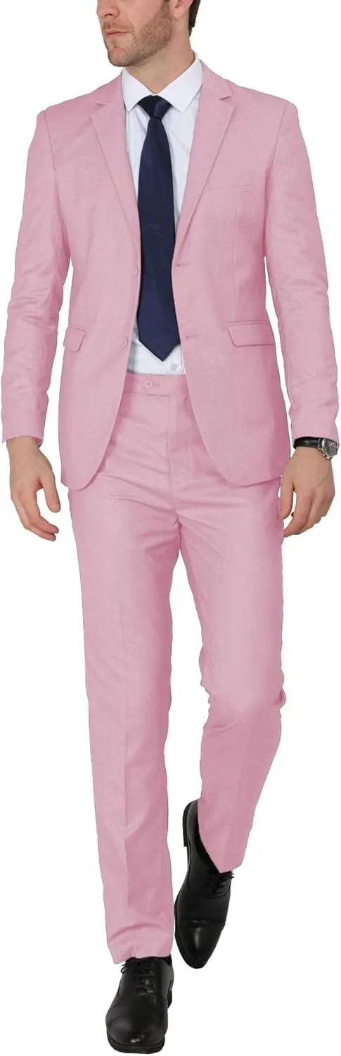 WEEN CHARM Men's Suits Slim Fit 2 Piece Two Button Blazer Wedding Prom Tuxedo Single Breasted Jacket Pants Set