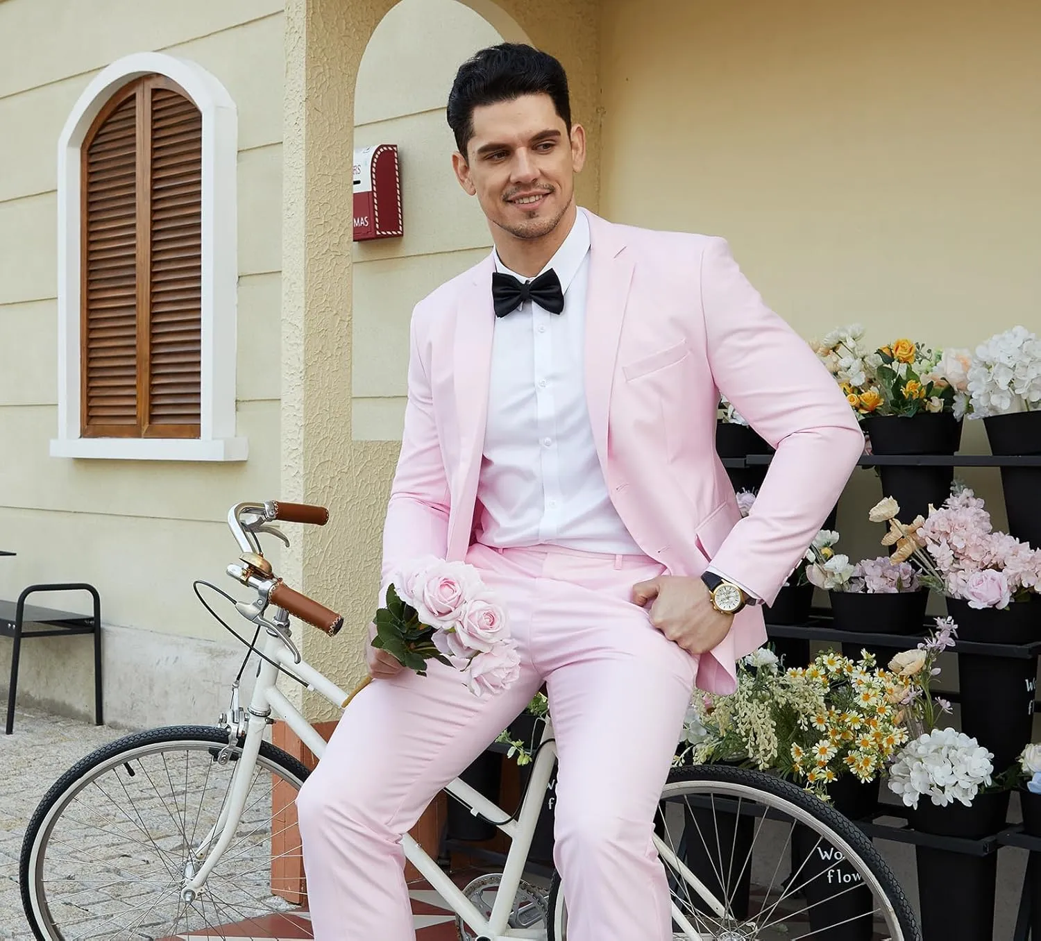 WEEN CHARM Men's Suits Slim Fit 2 Piece Two Button Blazer Wedding Prom Tuxedo Single Breasted Jacket Pants Set