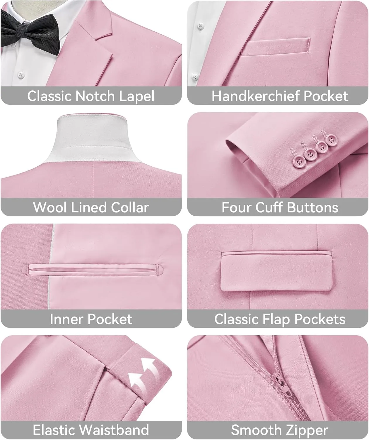 WEEN CHARM Men's Suits Slim Fit 2 Piece Two Button Blazer Wedding Prom Tuxedo Single Breasted Jacket Pants Set