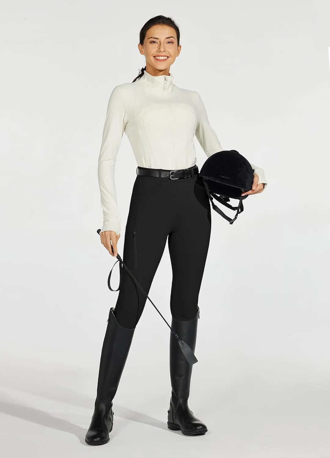 Willit Women's Horse Riding Pants Full Seat Silicone Equestrian Breeches Horseback Schooling Tights Zipper Pockets