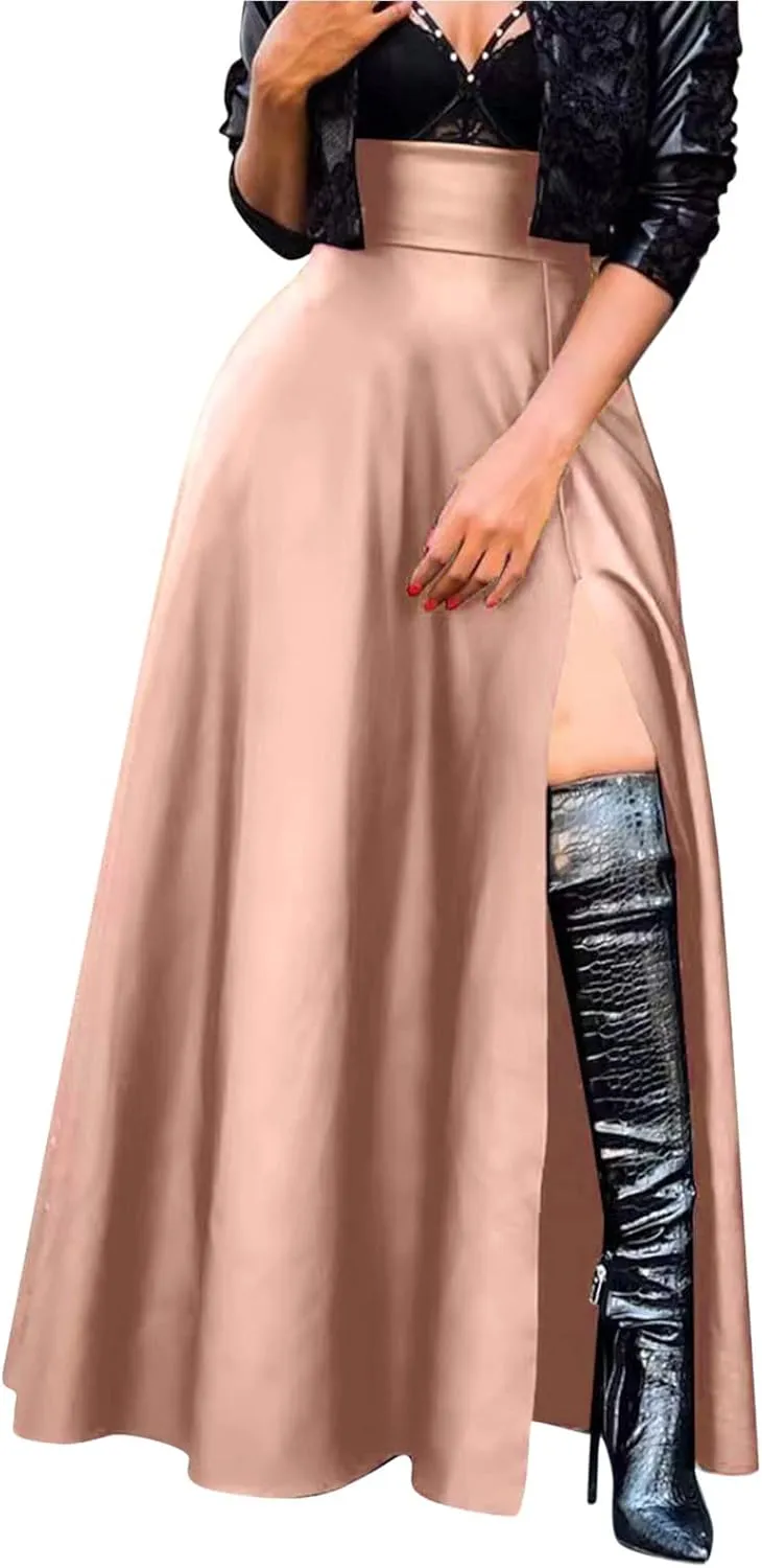 Woman New Sexy Leather Clothes High Split Irregular Skirt Leather Skirt Sexy Skirts for Women