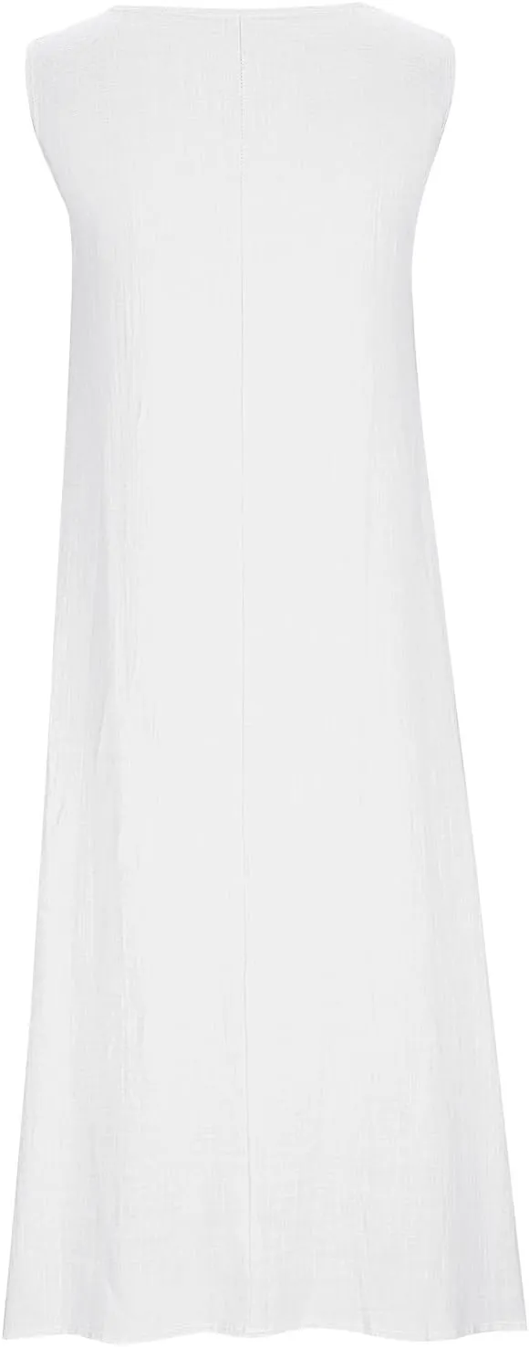 Women 2025 Sleeveless Tank Dress Casual Crew Neck Summer Beach Long Maxi Dresses Loose Sundress with Pocket