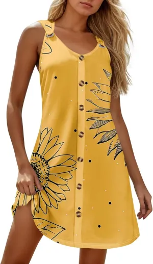 Women Dresses Summer Midi Sleeveless Button Down Womens Summer Dresses V Neck Club A Line Elegant Glam Tank Dress
