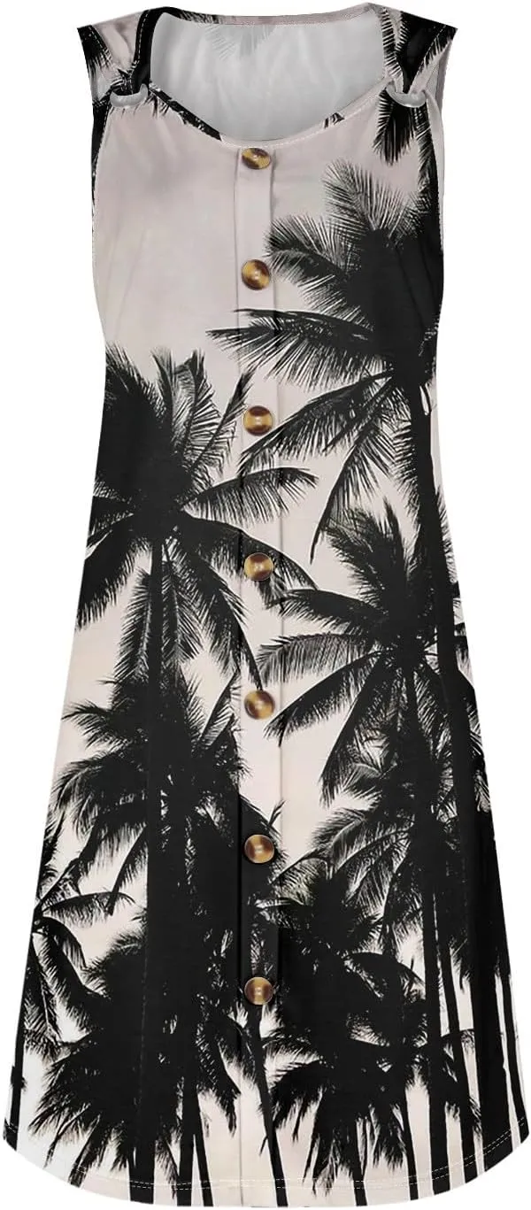 Women Dresses Summer Midi Sleeveless Button Down Womens Summer Dresses V Neck Club A Line Elegant Glam Tank Dress