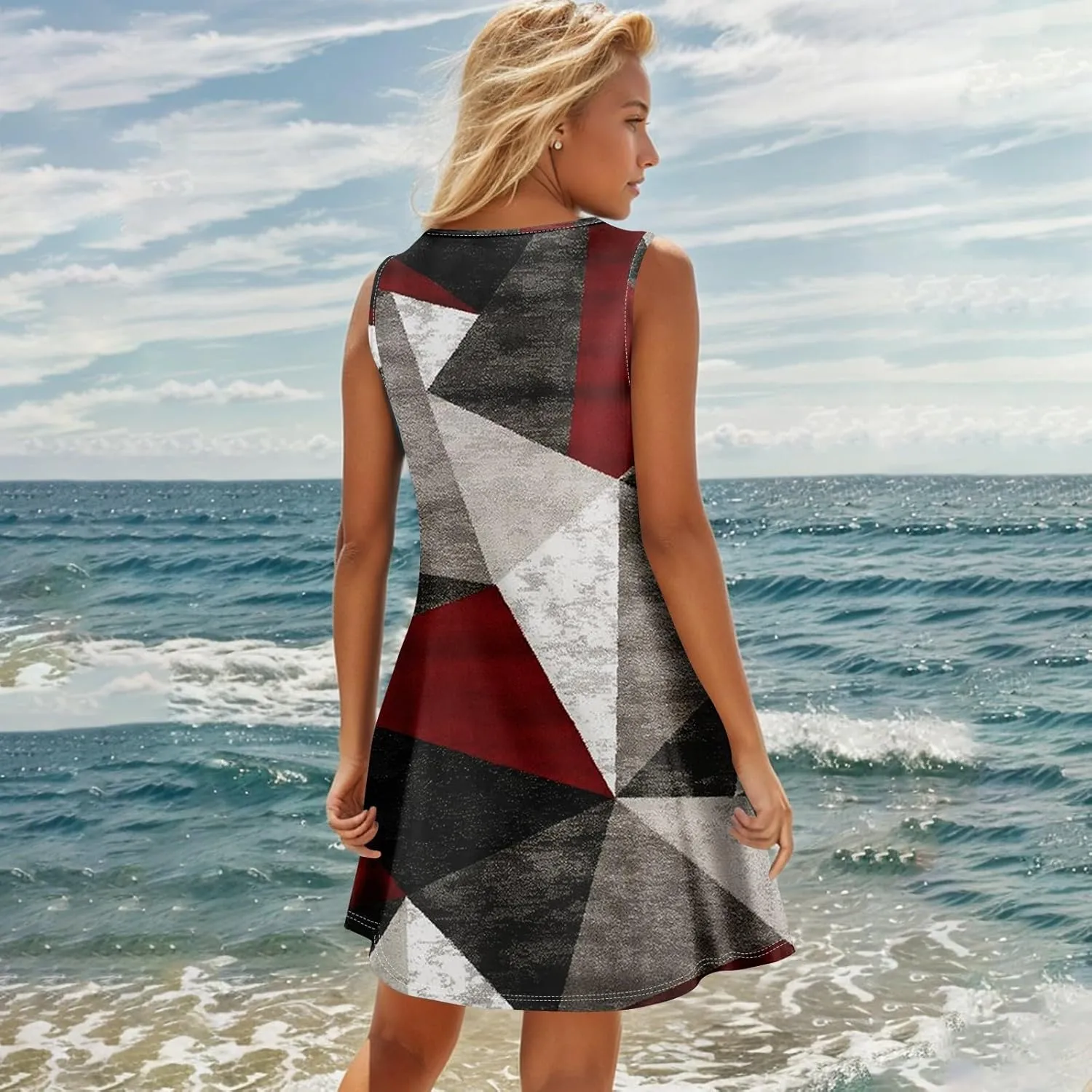 Women Dresses Summer Midi Sleeveless Button Down Womens Summer Dresses V Neck Club A Line Elegant Glam Tank Dress