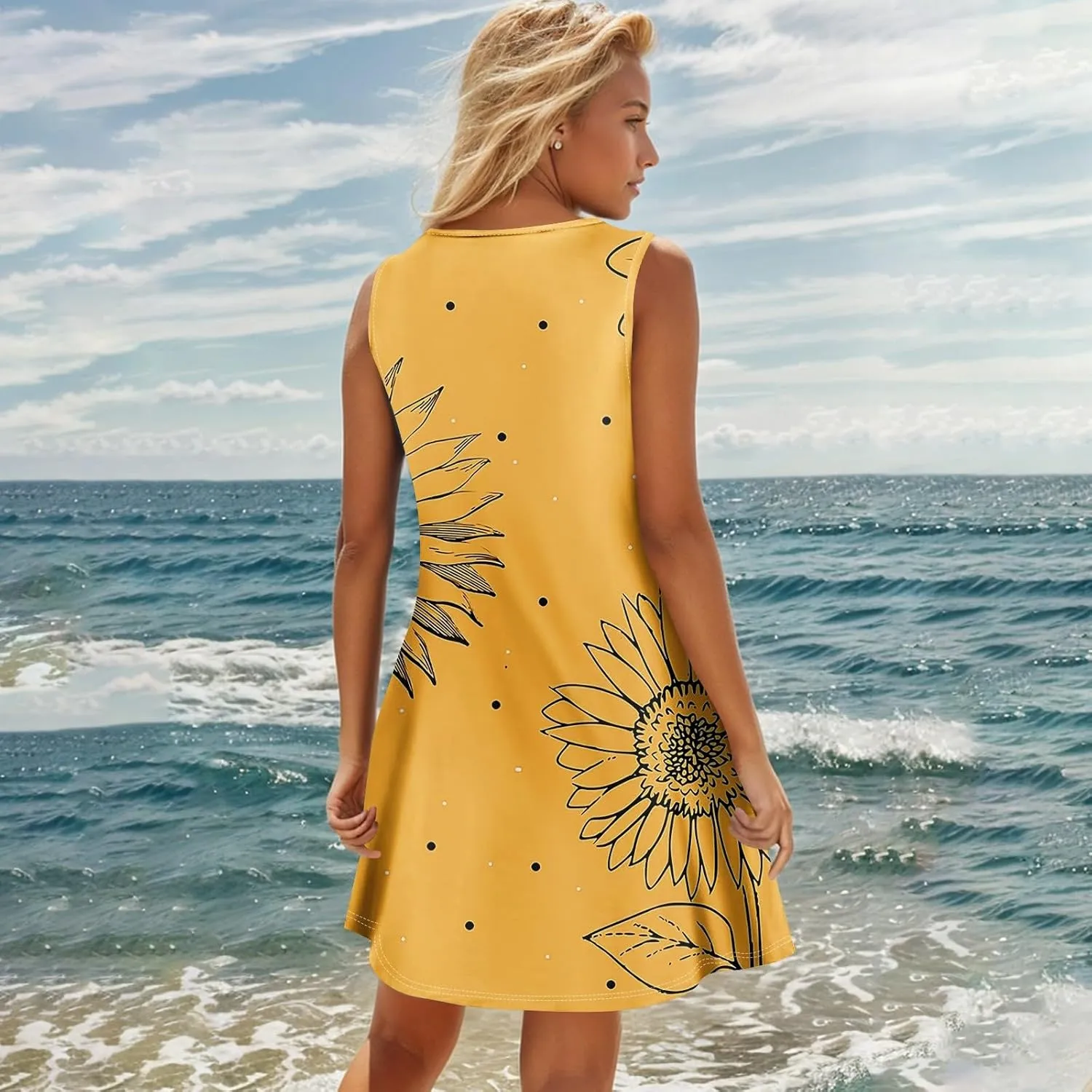 Women Dresses Summer Midi Sleeveless Button Down Womens Summer Dresses V Neck Club A Line Elegant Glam Tank Dress