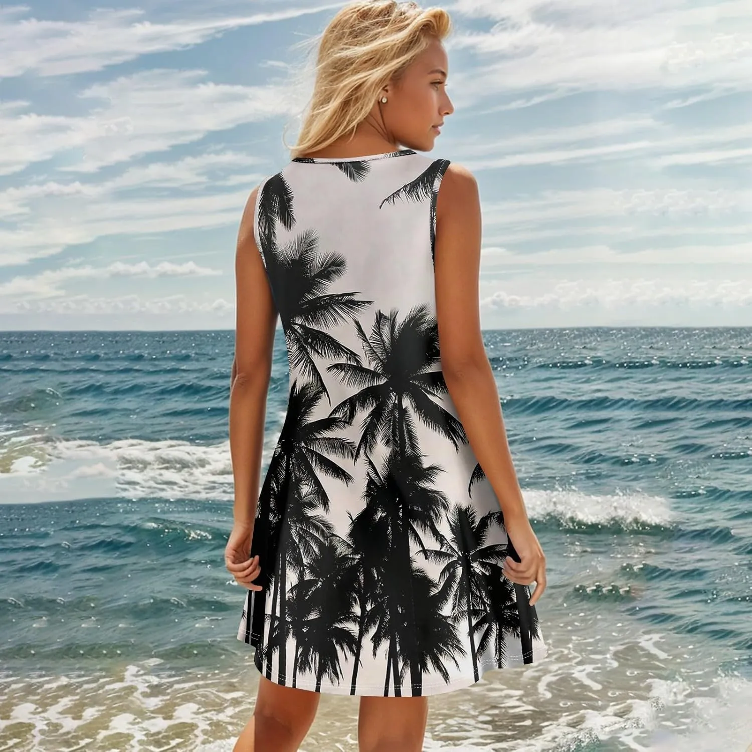 Women Dresses Summer Midi Sleeveless Button Down Womens Summer Dresses V Neck Club A Line Elegant Glam Tank Dress