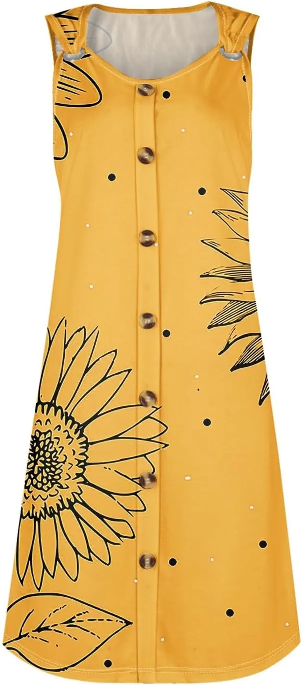 Women Dresses Summer Midi Sleeveless Button Down Womens Summer Dresses V Neck Club A Line Elegant Glam Tank Dress