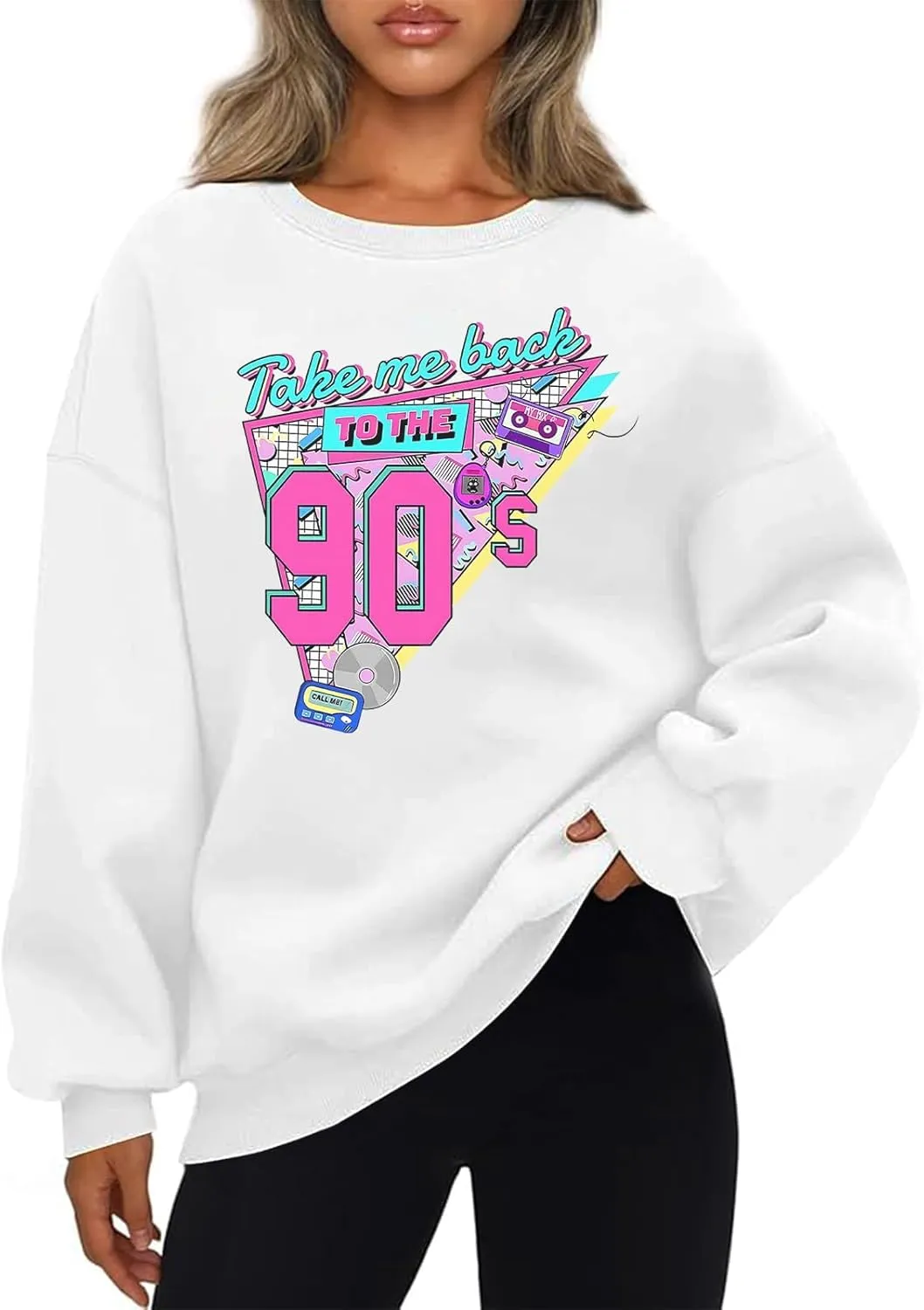 Women Oversized Graphic Sweatshirt 90s Outfit Long Sleeve Shirt 90's Vintage Pullover Tops Birthday Party Gift