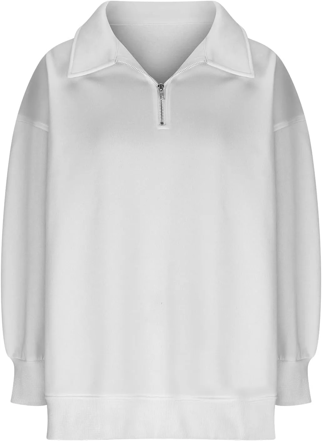 Women Oversized Half Zip Sweatshirt Drop Shoulder Long Sleeves Collar Quarter 1/4 Zipper Pullover Fashion Fall Tops