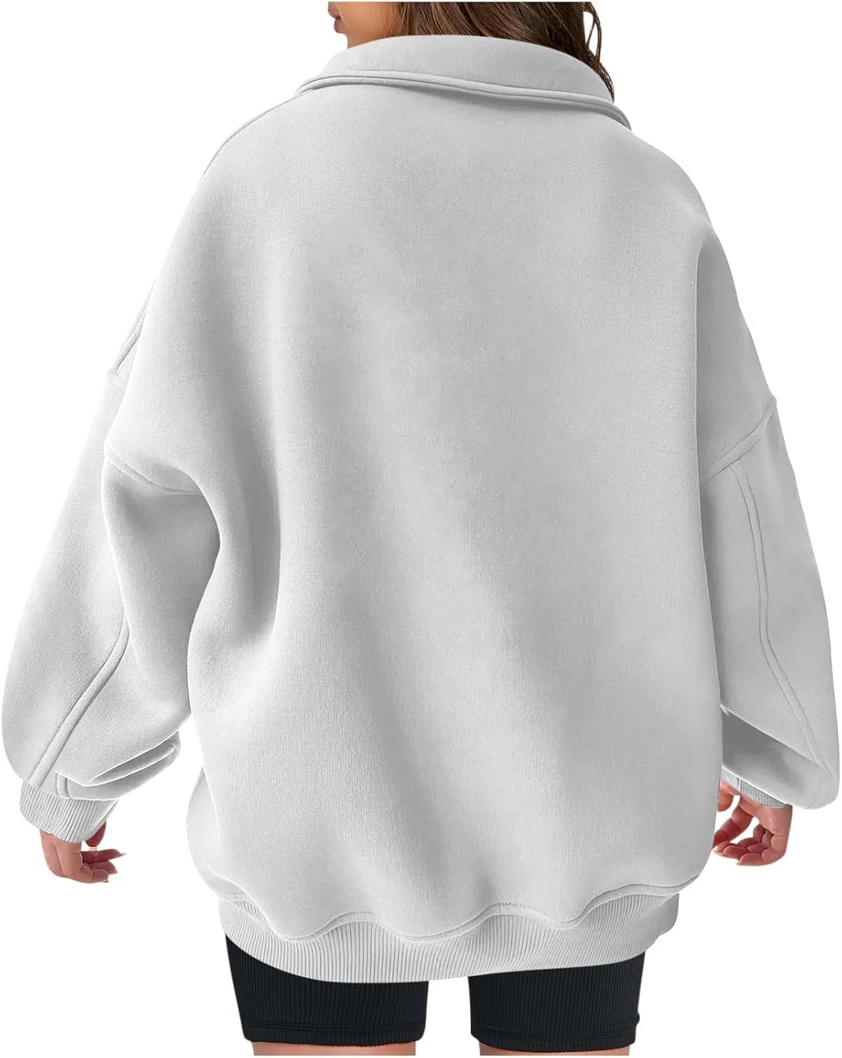 Women Oversized Half Zip Sweatshirt Drop Shoulder Long Sleeves Collar Quarter 1/4 Zipper Pullover Fashion Fall Tops