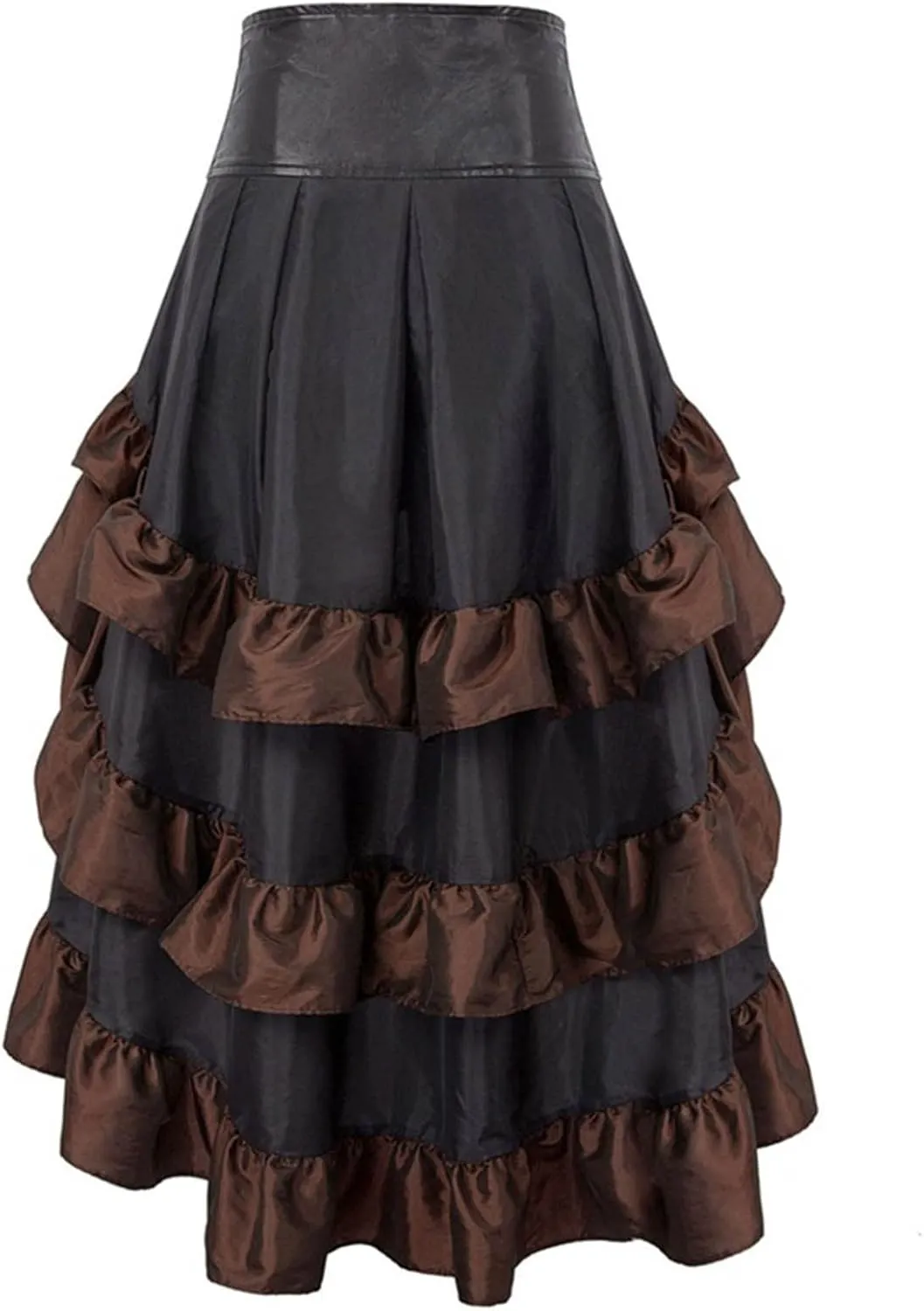 Women Renaissance Pirate Party Skirts Steampunk High Waist Ruffle Hem Skirt High Waisted Plus Size Dress
