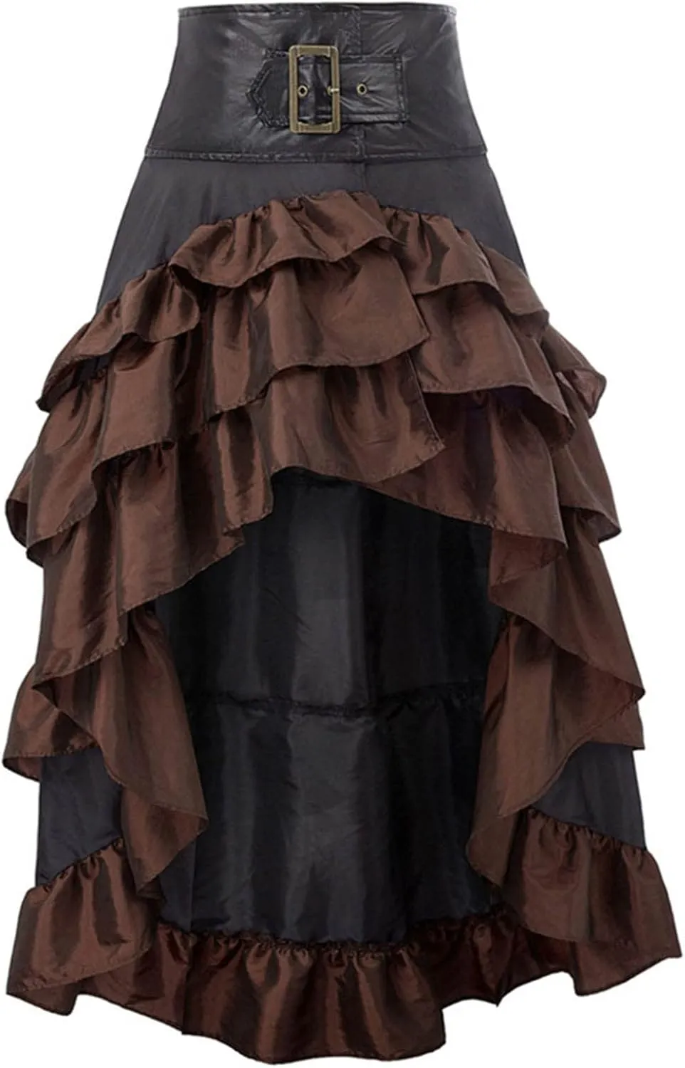 Women Renaissance Pirate Party Skirts Steampunk High Waist Ruffle Hem Skirt High Waisted Plus Size Dress