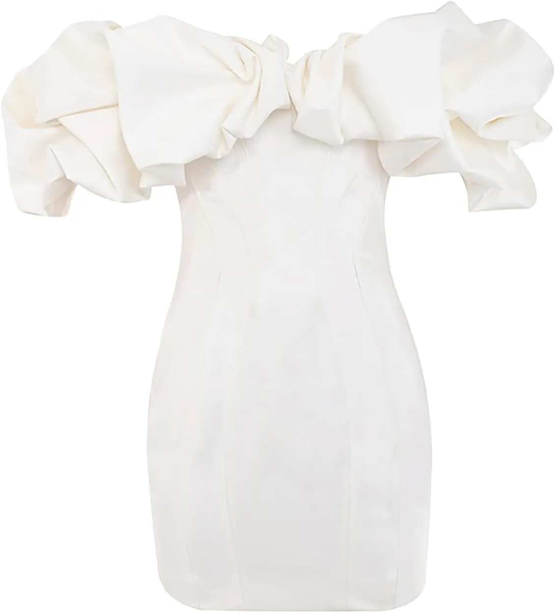 Women Sexy Bodycon Dress Ruffle Sleeve Cocktail Evening Party Elegant Mini Dresses Off Shoulder Slim Fit Club Dress