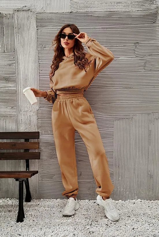 Womens 2 Piece Outfits Hoodie Sweatsuit Sets,Fall Oversized Sweatshirt Jogger Sweatpants Y2K Fashion Lounge Sets