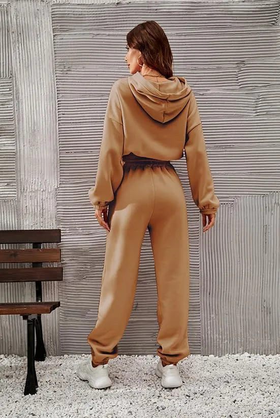 Womens 2 Piece Outfits Hoodie Sweatsuit Sets,Fall Oversized Sweatshirt Jogger Sweatpants Y2K Fashion Lounge Sets