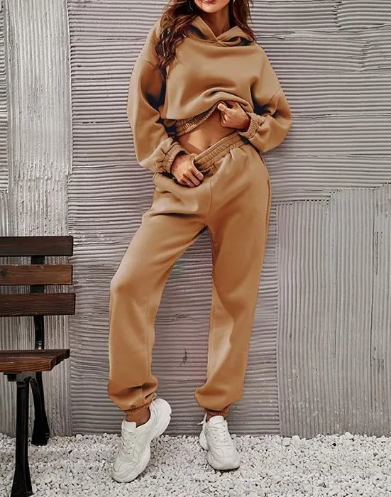 Womens 2 Piece Outfits Hoodie Sweatsuit Sets,Fall Oversized Sweatshirt Jogger Sweatpants Y2K Fashion Lounge Sets