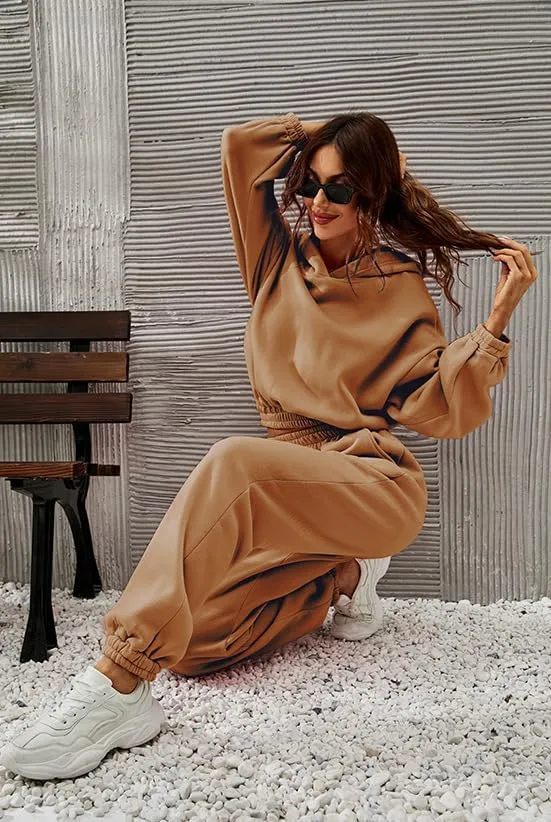 Womens 2 Piece Outfits Hoodie Sweatsuit Sets,Fall Oversized Sweatshirt Jogger Sweatpants Y2K Fashion Lounge Sets