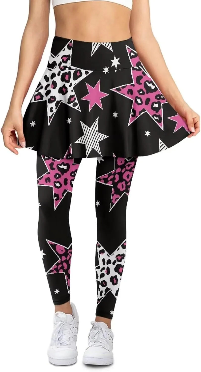 Women's Athletic Skirt with Leggings High Waisted Skort with Leggings Modest Leggings Attached Skirts Tennis Pants