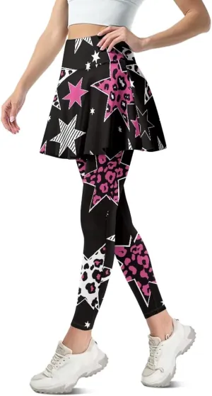 Women's Athletic Skirt with Leggings High Waisted Skort with Leggings Modest Leggings Attached Skirts Tennis Pants