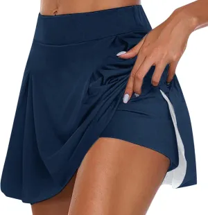 Womens Casual Solid Tennis Skirt Yoga Sport Active Skirt Shorts Skirt Pleated Denim Skirt