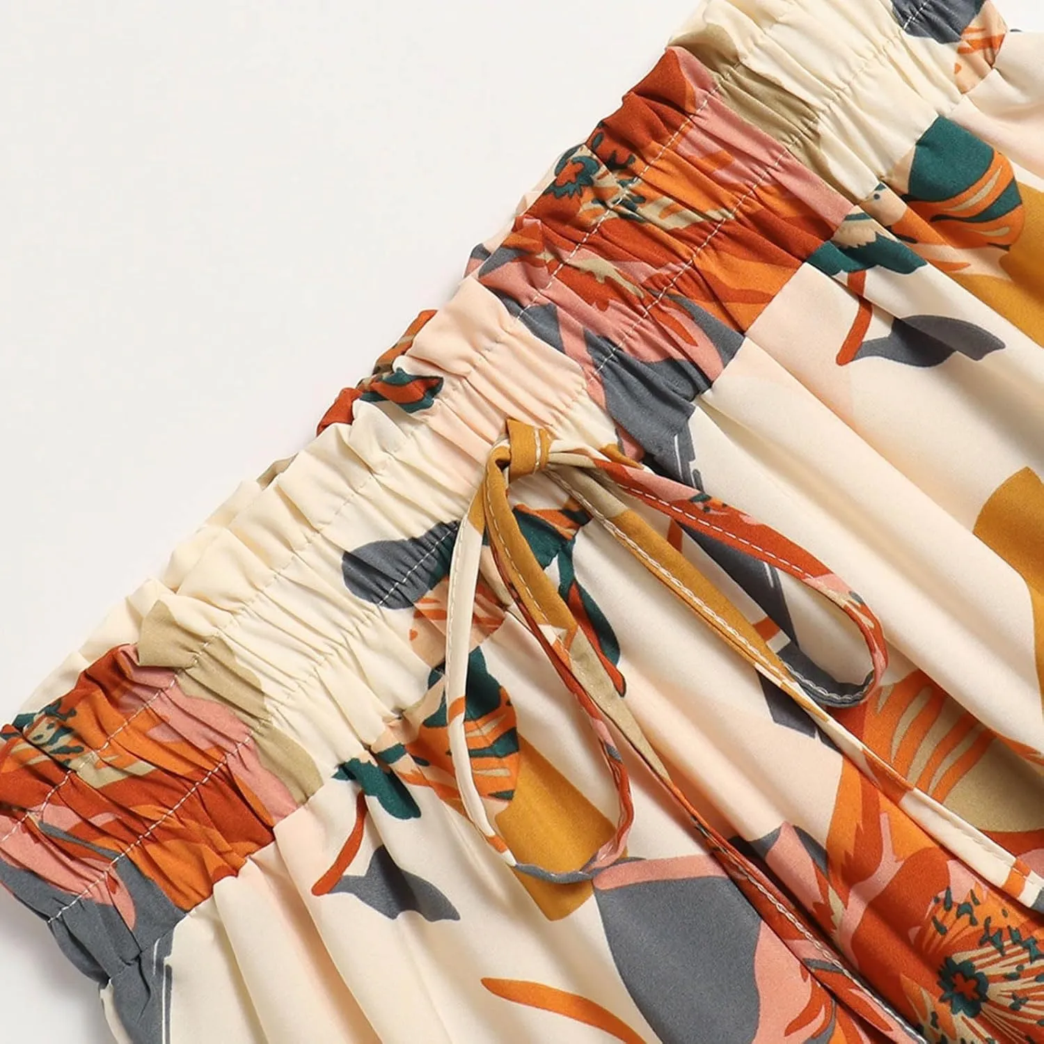 Women's Floral Print Midi Maxi Skirts 2025 Summer Casual Aline Elastic High Waist Pleated Flowy Long Skirt