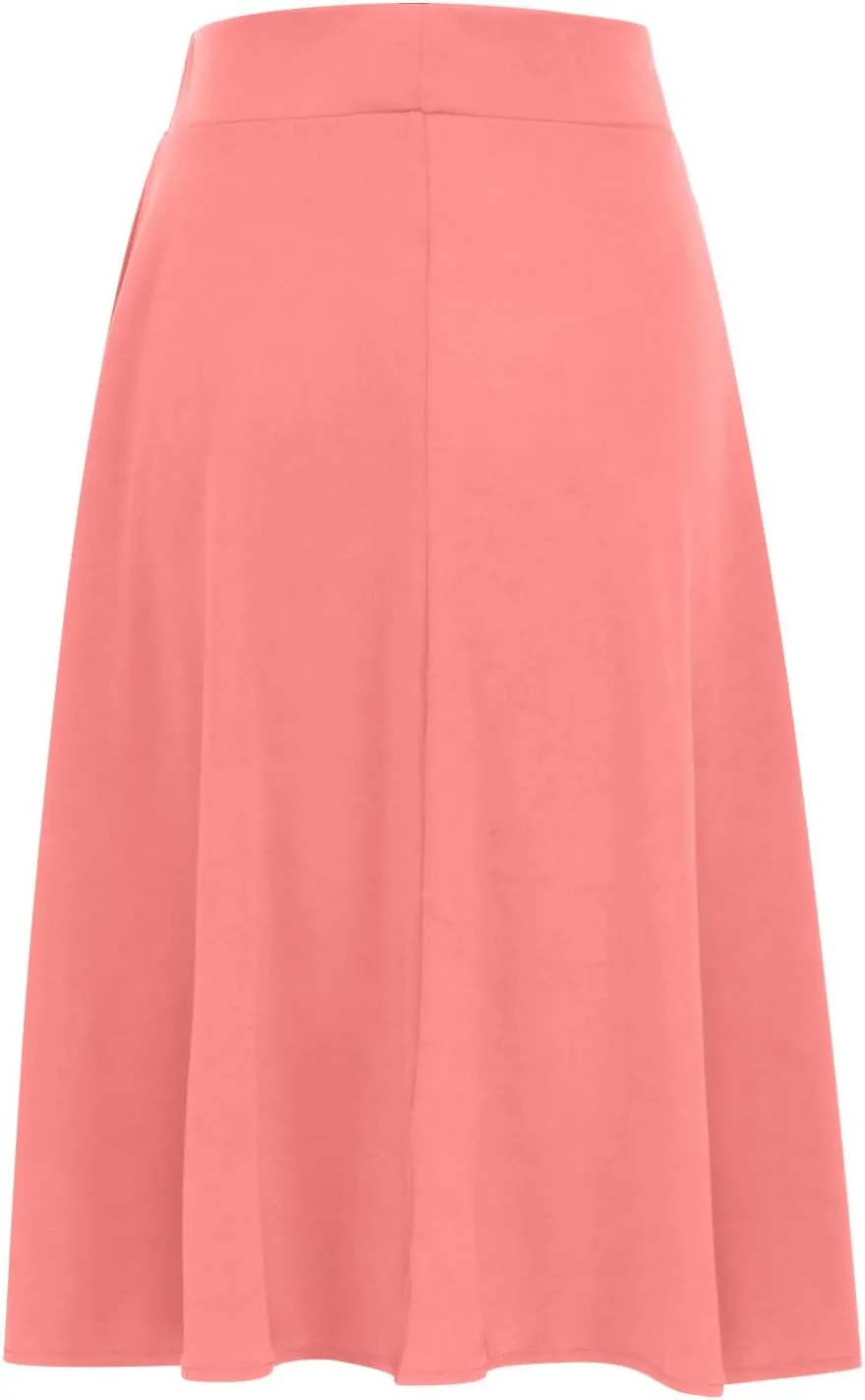 Women's High Waist Flared Skirt Pleated Midi Length Skirt A-Line Plus Size Casual Summer Lightweight Solid Long Skirt