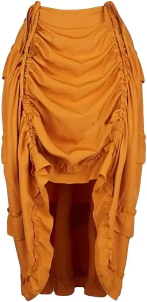 Women's Irregular Pleated Long Skirt Women's High Waisted Solid Color Party Dress