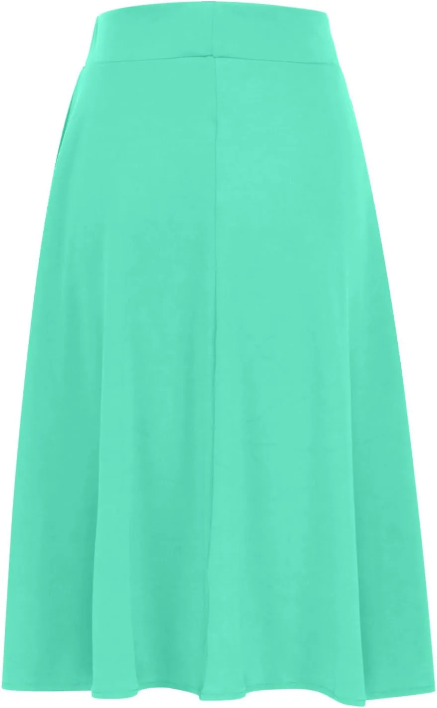 Women's Lightweight A Line Business Skirts High Waisted Comfy Flared Knee Length Skirt Stretch Work Dress