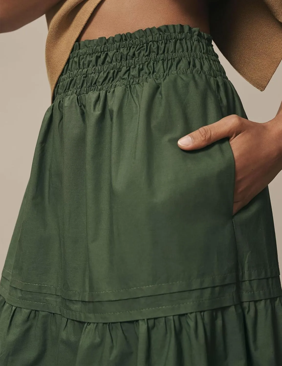 Womens Long Maxi Skirts Casual Boho Smocked High Waisted Flowy Tiered Ruffle A Line Floral Midi Dress with Pockets