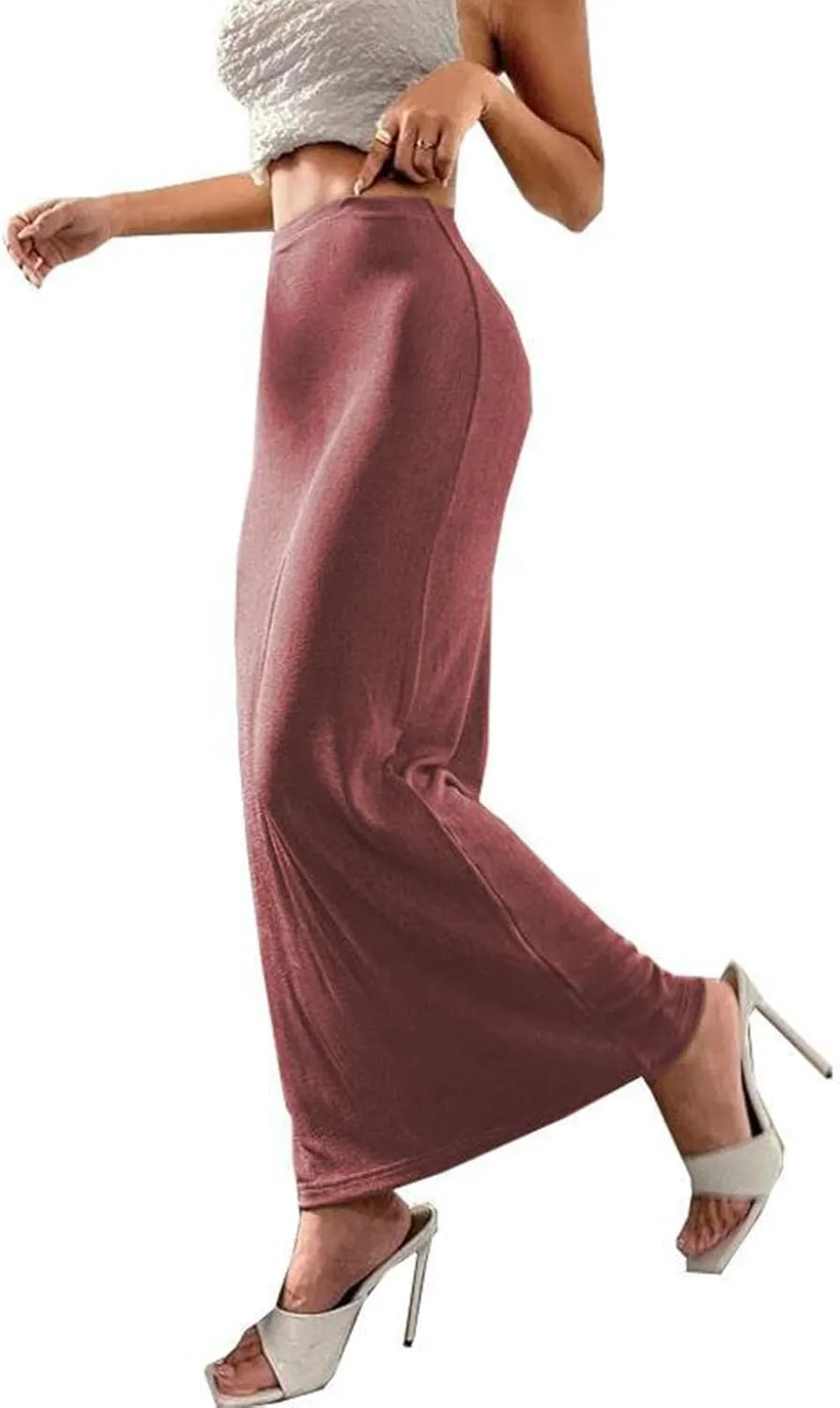 Women's Long Midi Pencil Skirt High Waisted Bodycon Summer Dresses Casual Office Work Business Skirts