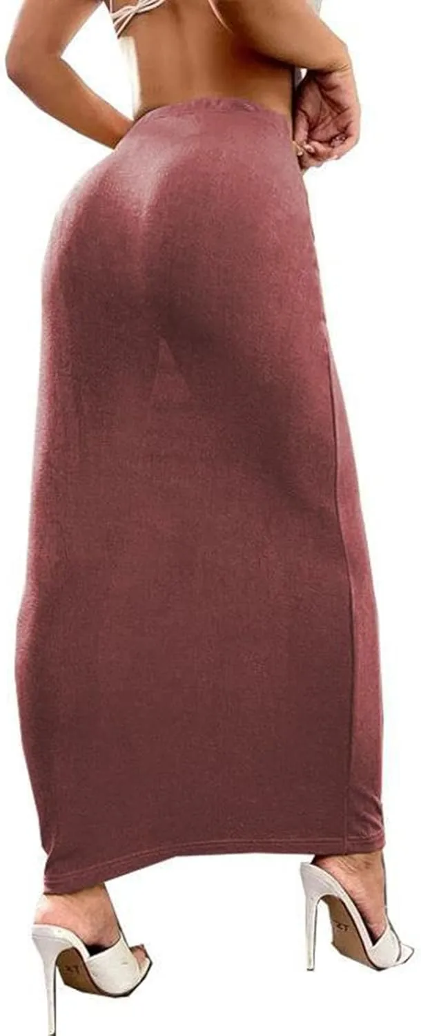 Women's Long Midi Pencil Skirt High Waisted Bodycon Summer Dresses Casual Office Work Business Skirts