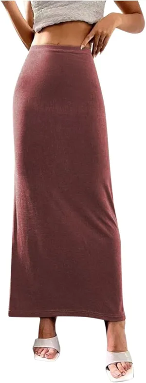 Women's Long Midi Pencil Skirt High Waisted Bodycon Summer Dresses Casual Office Work Business Skirts