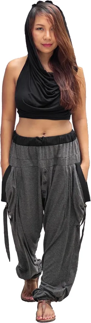 Women's Loose Harem Lounge Pants with Pockets Yoga Cotton Elastic Waist Joggers Baggy Trousers