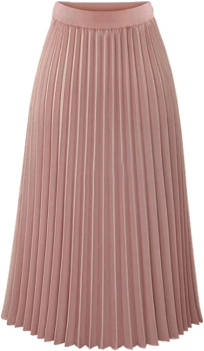 Womens Pleated Long Skirts A Linen High Waisted Swing Flare Midi Skirt Flowy Plus Size Summer Beach Boho Dress