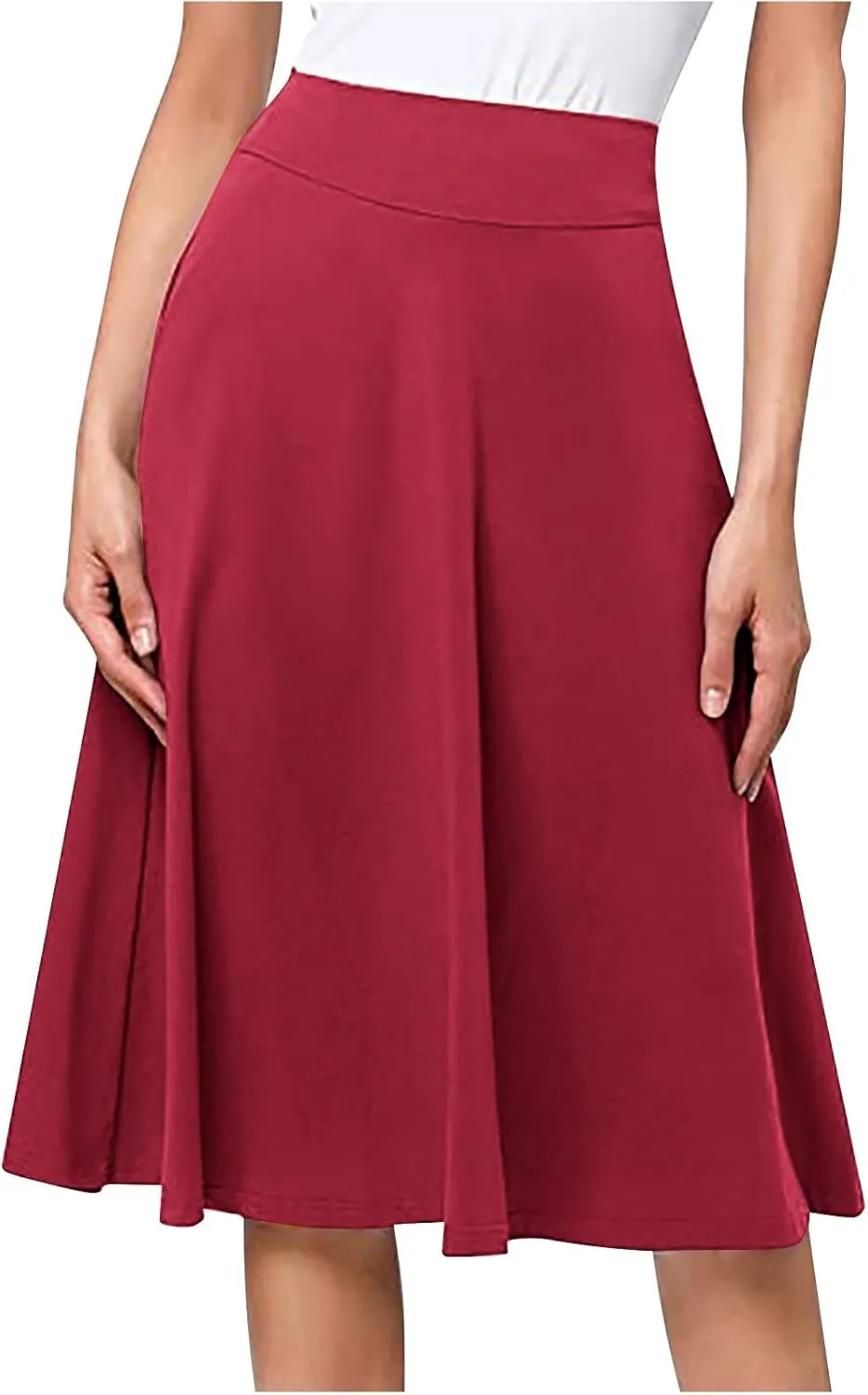 Women's Pleated Midi Skirts High Waist Flare A Line Plus Size Skirt Vintage 2025 Trendy Business Dress