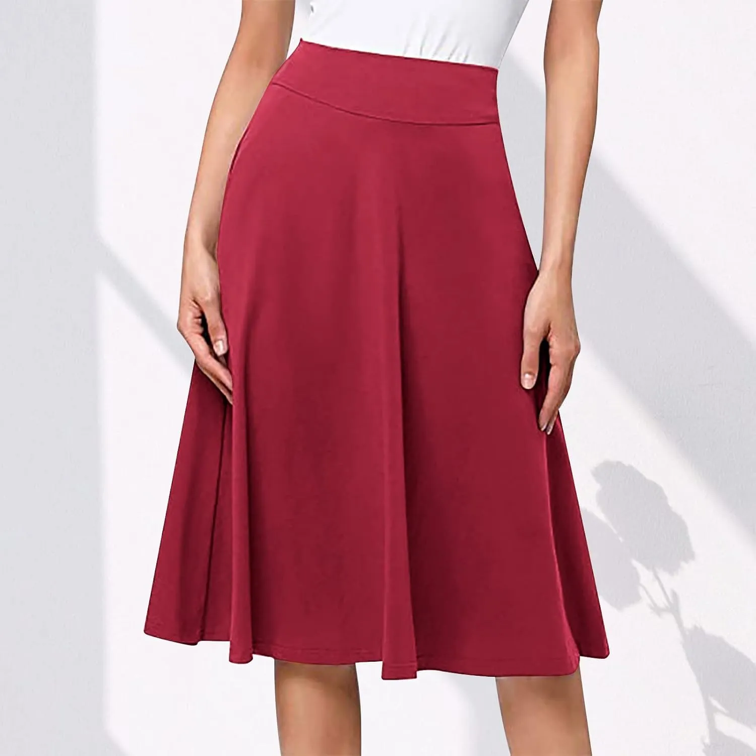 Women's Pleated Midi Skirts High Waist Flare A Line Plus Size Skirt Vintage 2025 Trendy Business Dress