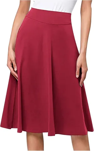 Women's Pleated Midi Skirts High Waist Flare A Line Plus Size Skirt Vintage 2025 Trendy Business Dress