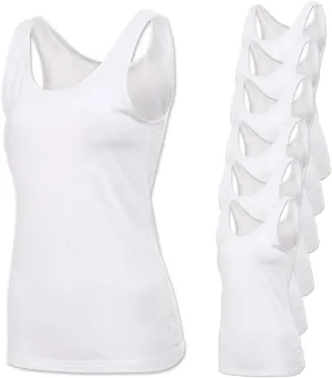 Women's Premium Basic Running Sleeveless Undershirts 100% Cotton Multi Pack
