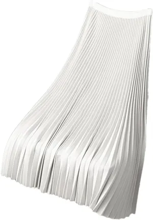 Women's Spring Solid A-Line Midi Skirt Elegant Elastic High Waist Long Pleated Skirt