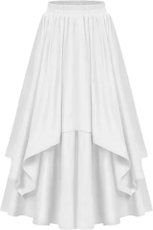 Womens Steampunk Renaissance Skirts Plus Size Elastic High Waisted Layered Long Maxi Skirt Stretch Party Dress