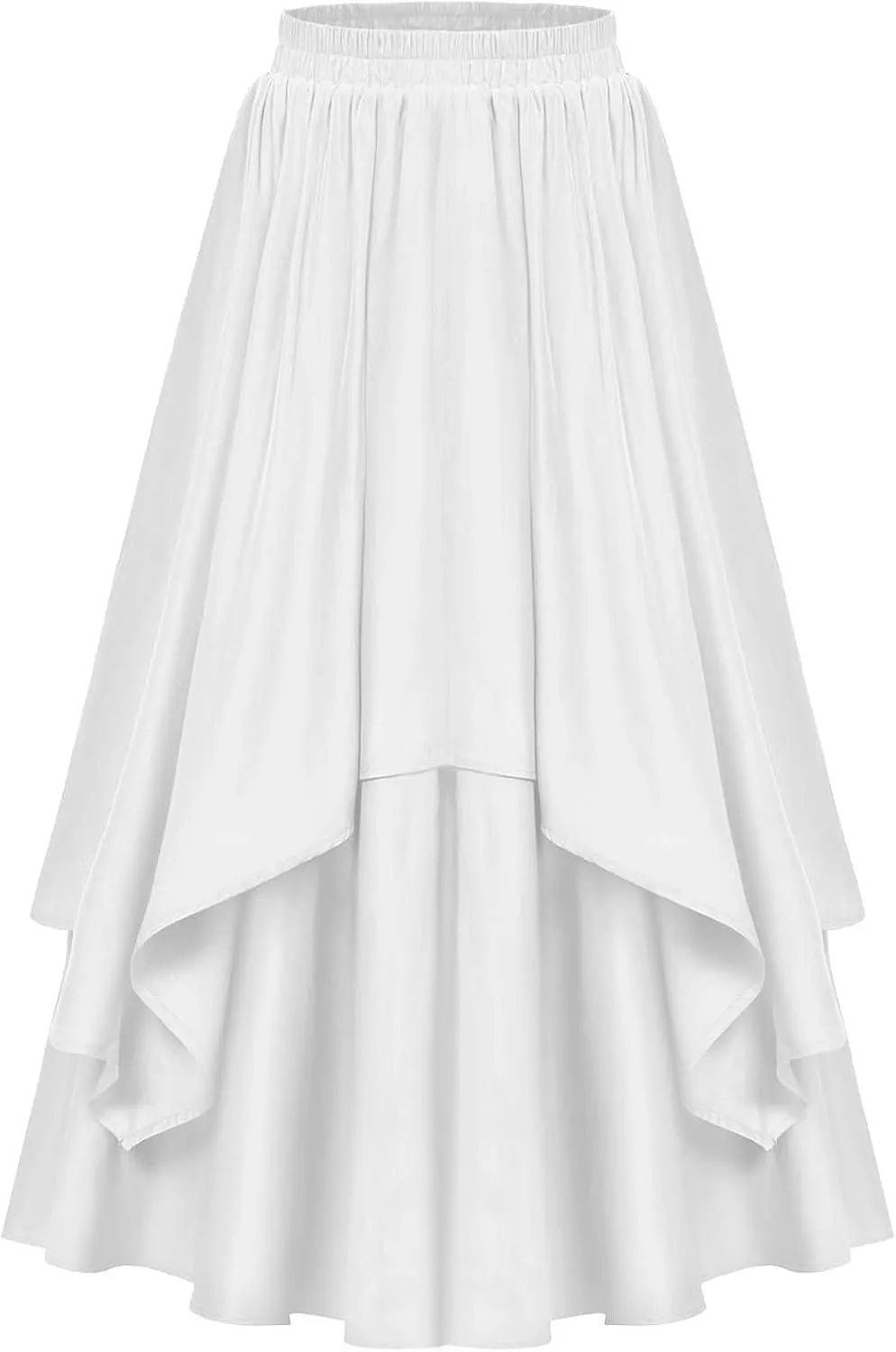 Womens Steampunk Renaissance Skirts Plus Size Elastic High Waisted Layered Long Maxi Skirt Stretch Party Dress