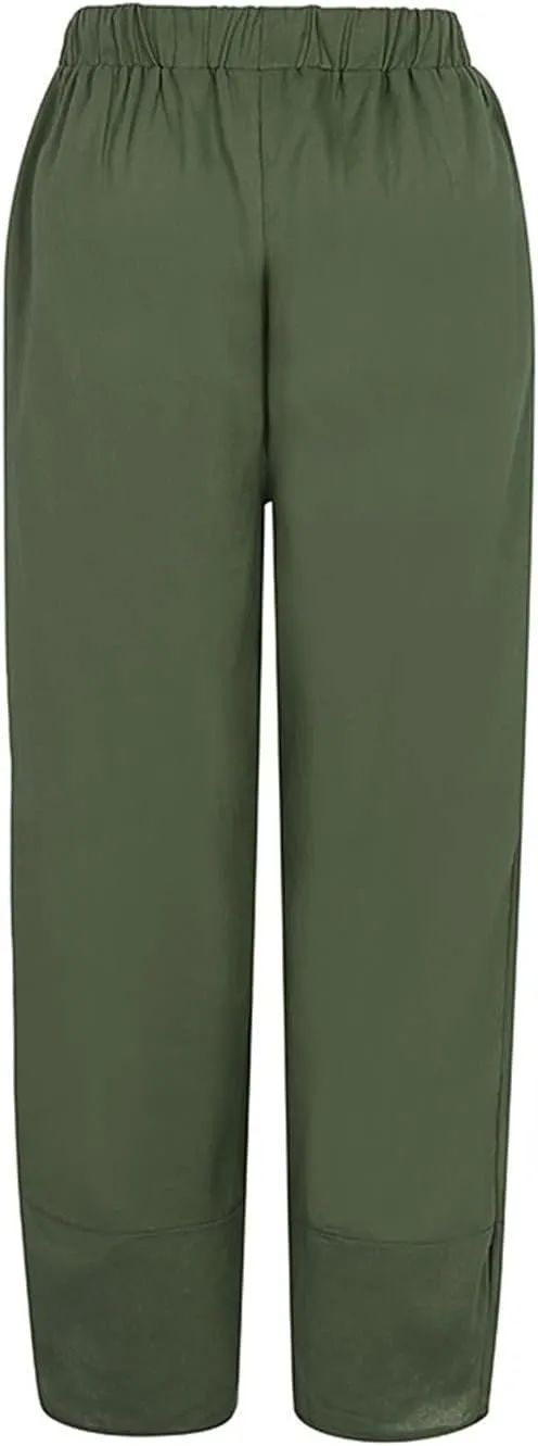 Women's Summer Cotton Linen Capri Pants Casual High Waist Cropped Trouser Tapered Leg Sweatpants Loose Workout Pants