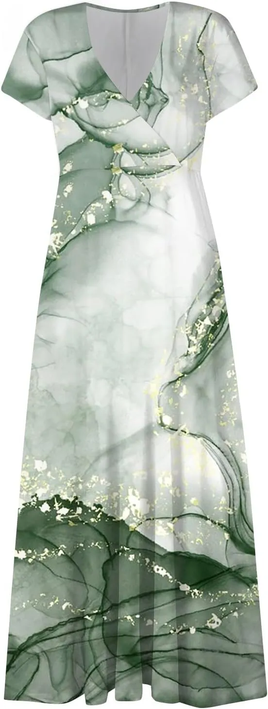 Womens Summer Maxi Dress Chiffon Loose Fit Swing Daily Solid Color 2025 Mature Casual Outdoor Slim Party Dresses