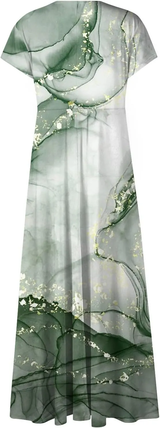 Womens Summer Maxi Dress Chiffon Loose Fit Swing Daily Solid Color 2025 Mature Casual Outdoor Slim Party Dresses