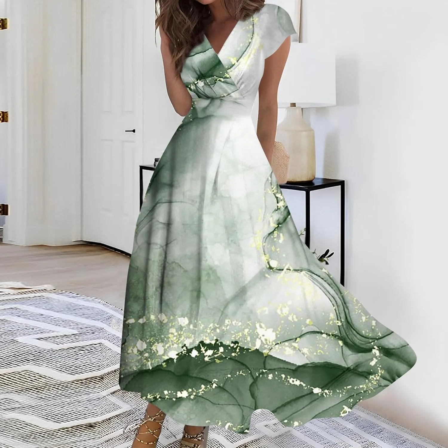 Womens Summer Maxi Dress Chiffon Loose Fit Swing Daily Solid Color 2025 Mature Casual Outdoor Slim Party Dresses